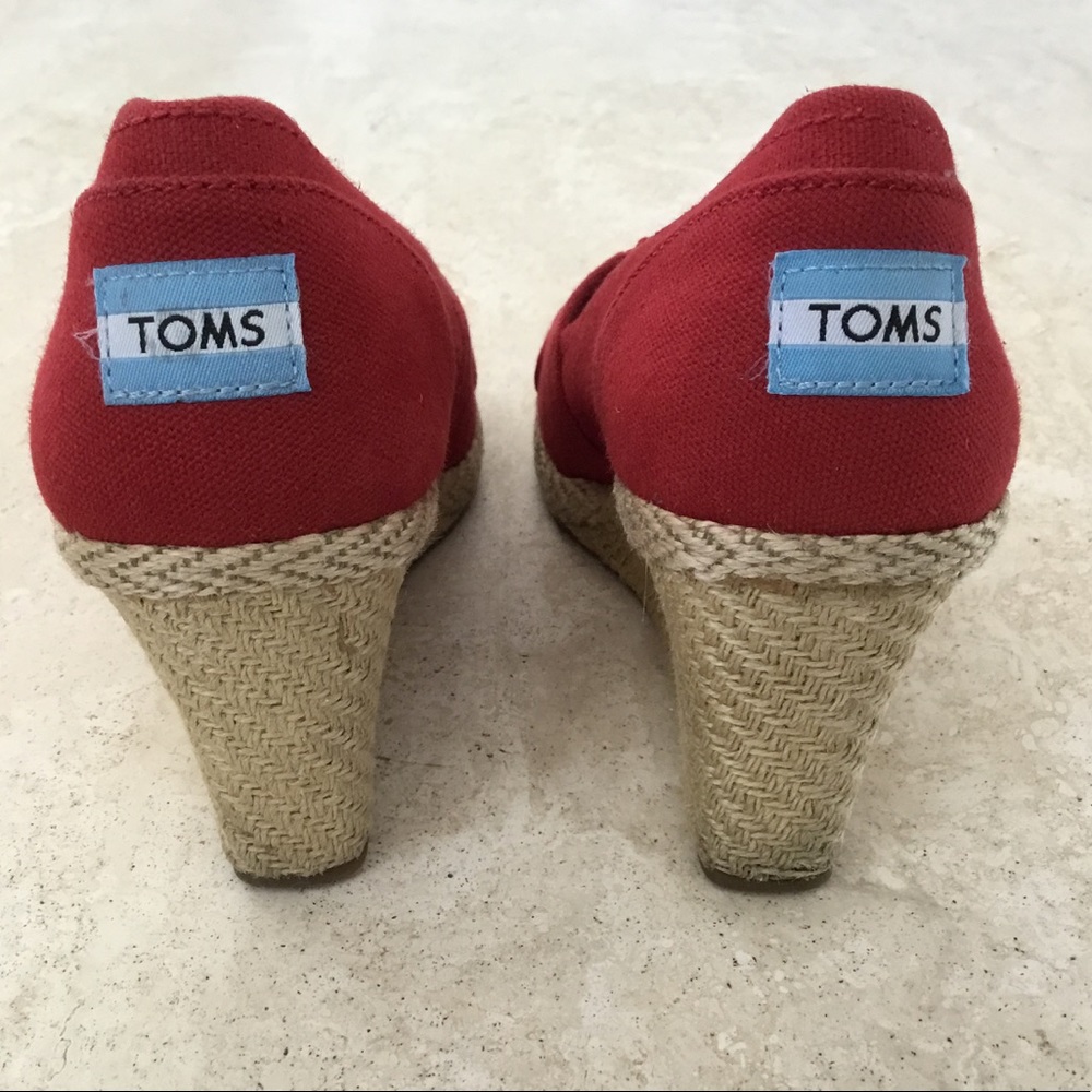 Toms Calypso Red Canvas & Hemp Wedges - Size 9.5 - image 4